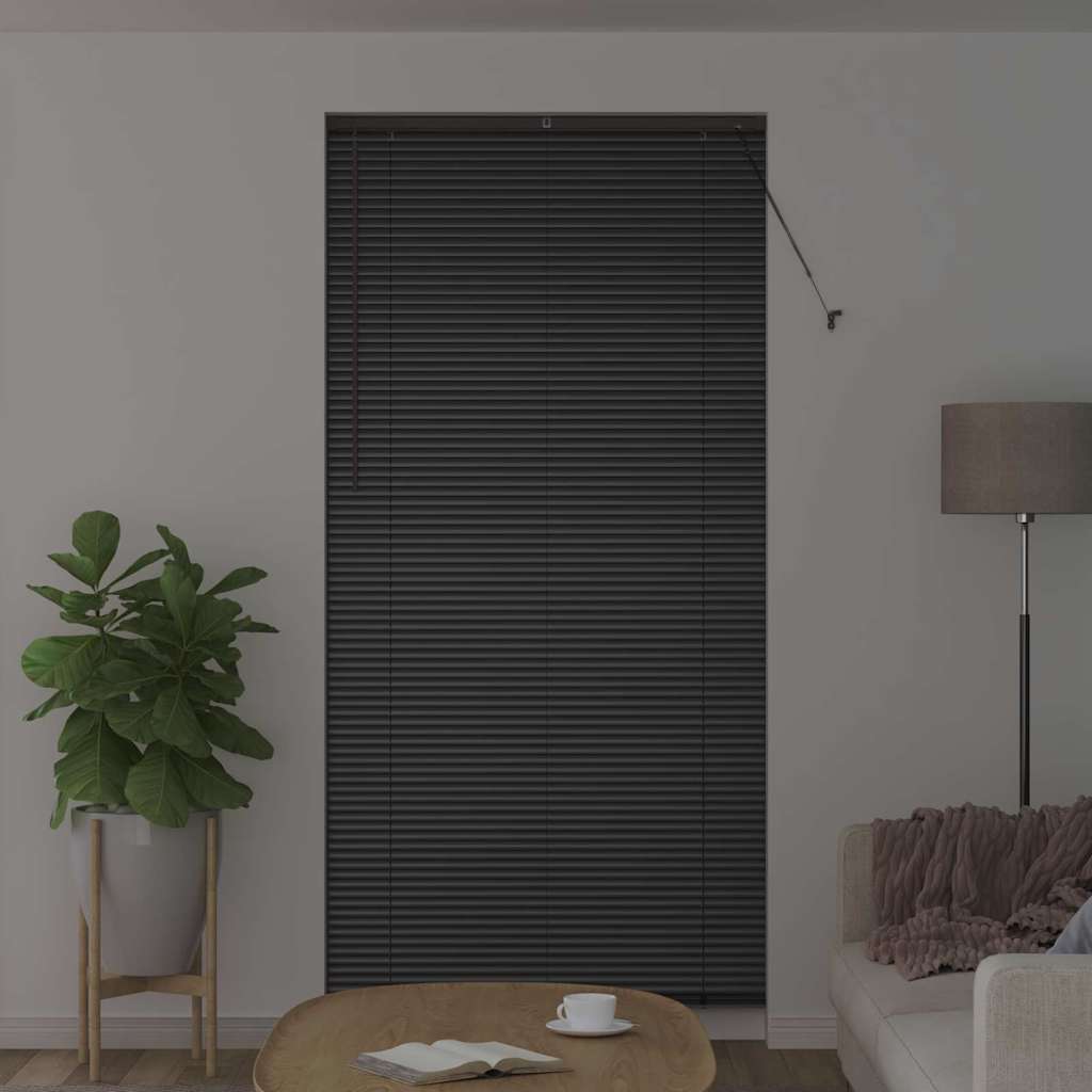 Window Blind with Curtains Manual Black Aluminium